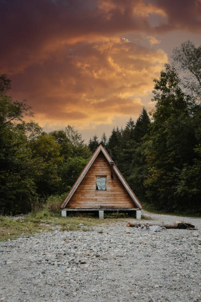 istock Small wooden hut in the forest 1461592010