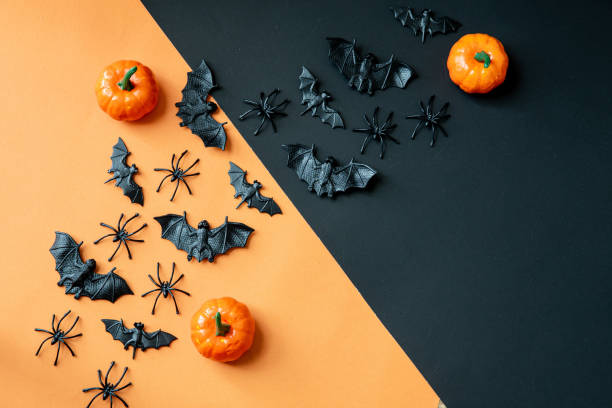istock Halloween composition decorated with pumpkins and typical ornaments - copy space 1461592147