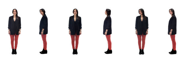 istock various poses of a group of same woman standing on white background 1461594370