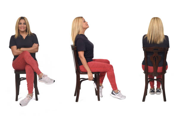istock back, side and front view of same women ssitting on chair on white background 1461594534