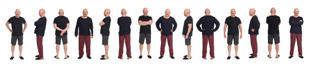 istock line of  group of same man with pajamas on white background 1461595312