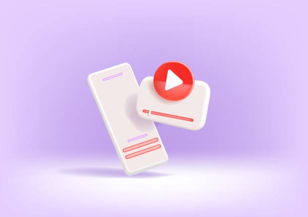 3d social media mit live-streaming und emotion im browser im blauen hintergrund. - stereoskopische photographie stock-grafiken, -clipart, -cartoons und -symbole