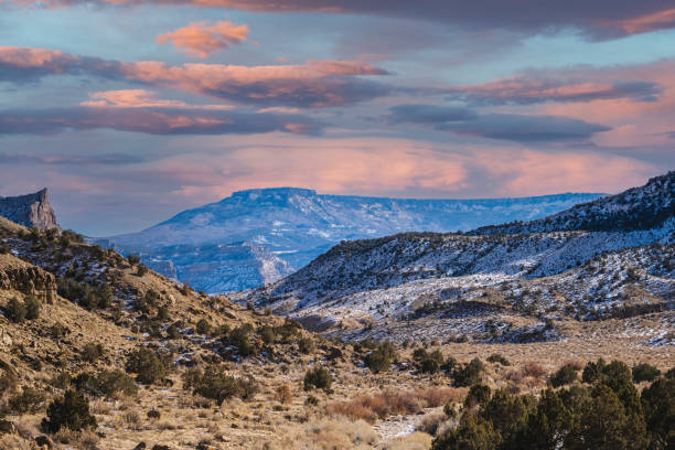 istock Mesmerizing view of a mountain range against a cloudy sky at sunset in Colorado 1461597227