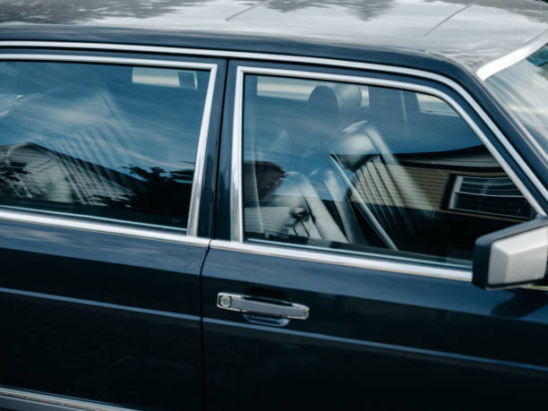 istock Closeup shot of a retro car 1461597396