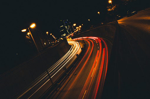 Long exposure of light on motorway