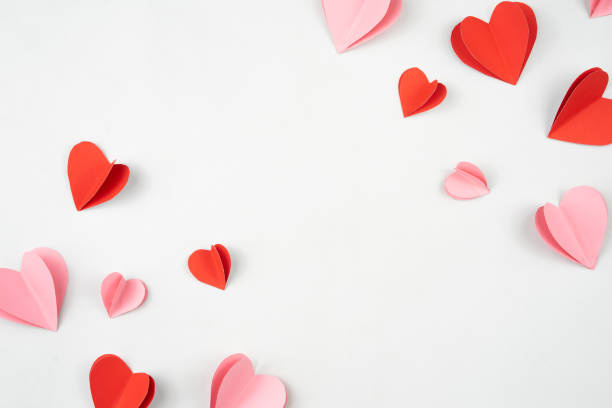 istock Red and pink love shape origami composition for frame and background 1461599498