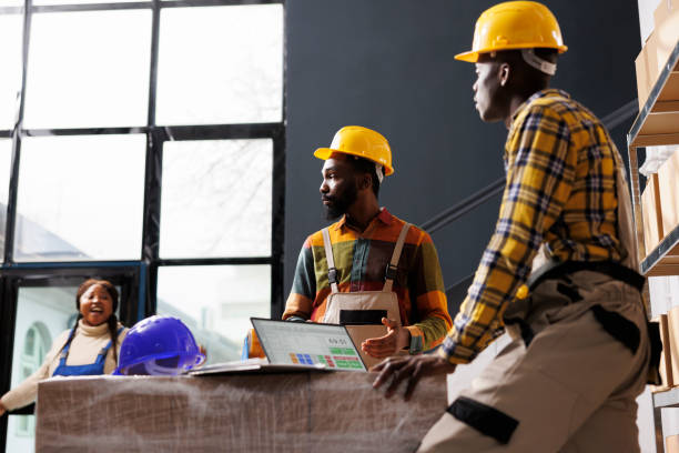 istock Retail storehouse order pickers checking purchased items listing 1461602182