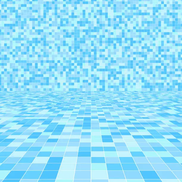 Vector illustration of Pool colors, square pattern on floor and wall