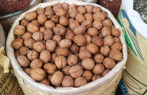 Heap of Raw Walnut For Sale at Manama Souq of Bahrain