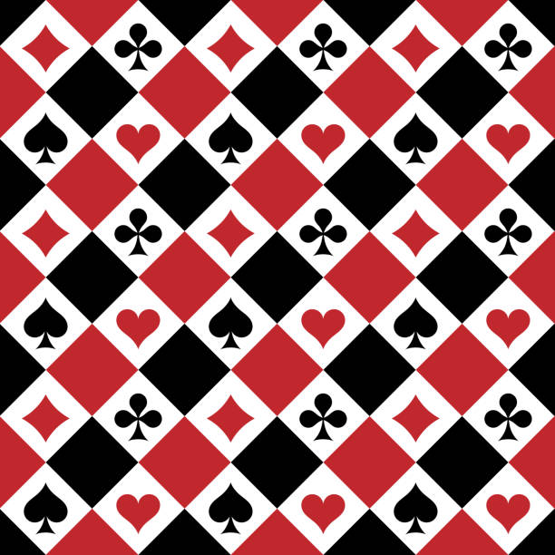 wzory kart do gry. piki, serca, trefle, diamenty. geometryczne tło. - silhouette poker computer icon symbol stock illustrations
