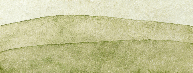 Abstract art background green and olive colors with wavy pattern. Watercolor painting on canvas with soft khaki gradient. Fragment of artwork on paper. Texture backdrop.