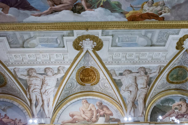 painting on the ceiling of the borghese gallery, rome - loggia dei lanzi imagens e fotografias de stock