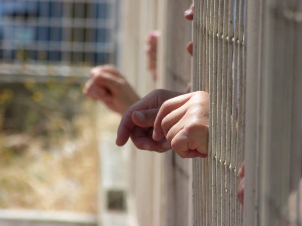 istock 3 human hands coming out of a railing with a blurred background 1461613842