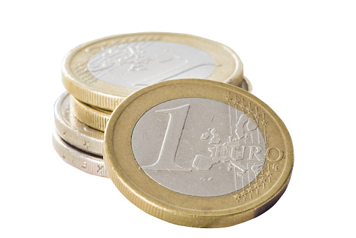 stack of euro  coins on whithe background