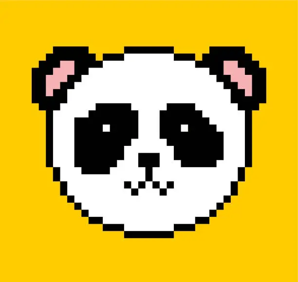 Vector illustration of Panda pixel style