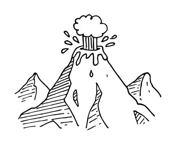 Vector illustration of Hand drawn Volcano