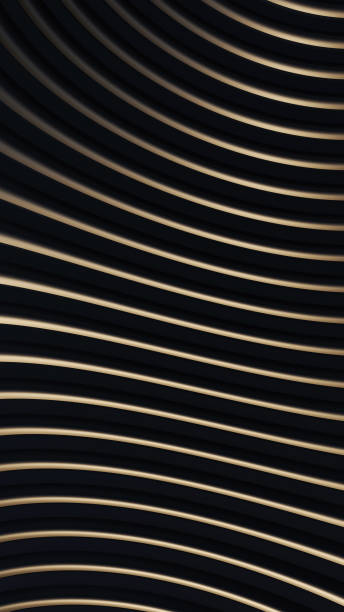 istock Black metal texture steel pattern. Grey line curve design on abstract black background. Dark horizontal template or banner, business backdrop. Abstract background with soft waves. 3D illustration 1461622687