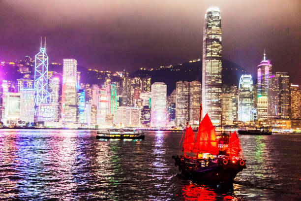 istock Hong Kong Cityscape Harbor View during night time 1461624591