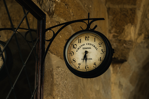 Old New York train station clock mounted on the wall