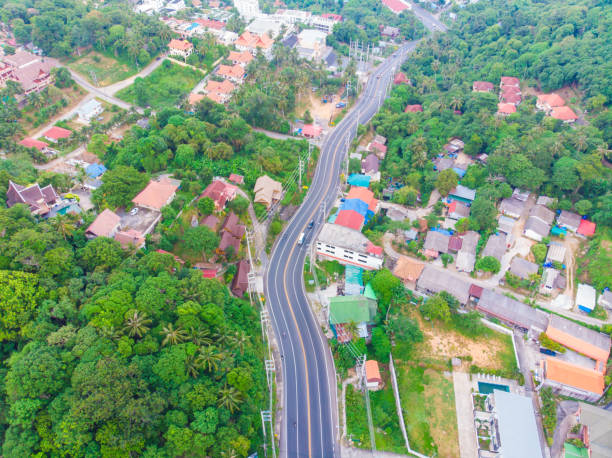 istock Asphalt road on mountain island aerial view 1461631739
