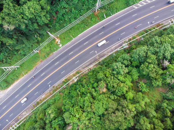 istock Asphalt road on mountain island aerial view 1461632132