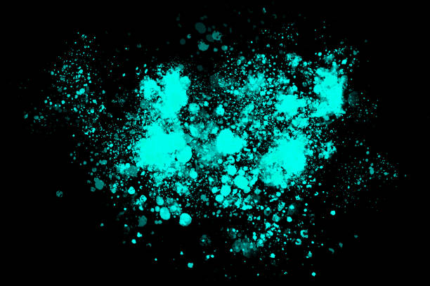 istock Multicolored watercolor splash blot light blue dots on a black background 1461634291