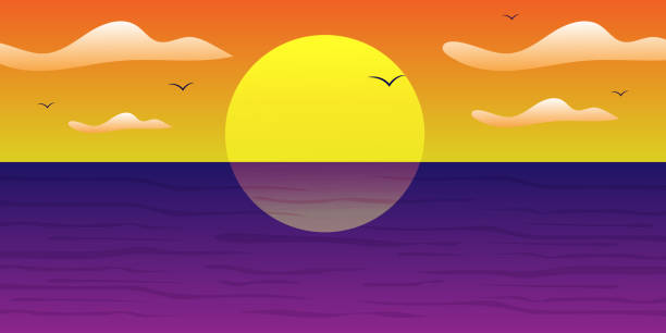 ilustraciones, imágenes clip art, dibujos animados e iconos de stock de fondo de sunset beach - loneliness backgrounds beauty beauty in nature