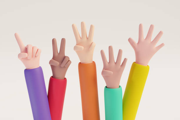 istock Cartoon hand showing fingers from one to five togerther. Rating or countdown design elements on white isolated background. 3D rendered image. 1461641881