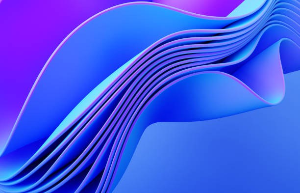istock Abstract modern neon, blue, violet colors background with ruffle, folded cloth 1461646640