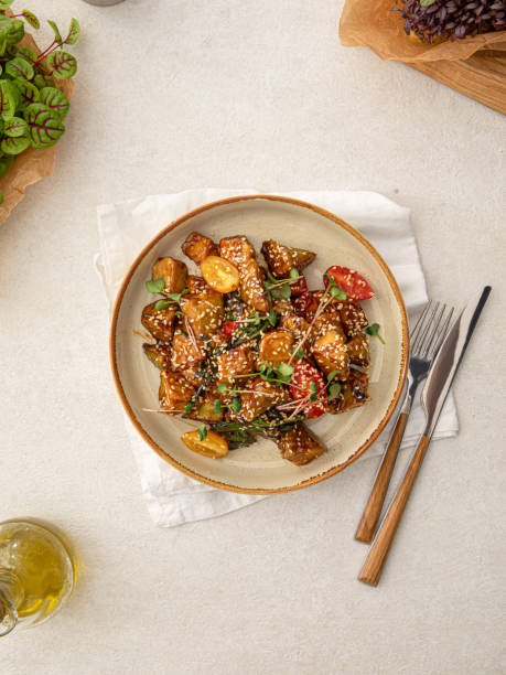 istock Portion of gourmet crispy eggplant salad 1461647059