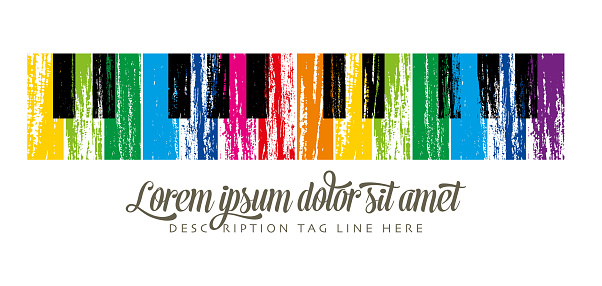 Vector Illustration of a Colorful Piano Keys notes with Colorful Splash Paint Graphic Elements of Music