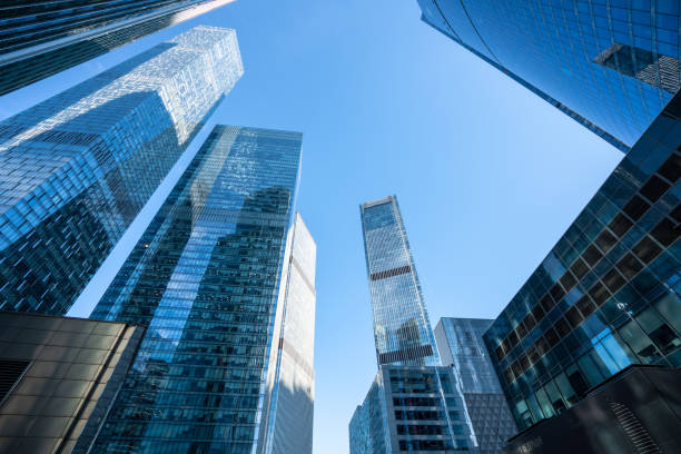 istock Modern office buildings of downtown at sunny day 1461653219