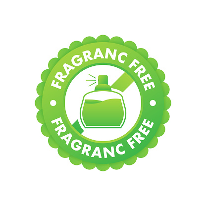 Fragrance free sign, label. No Perfume Cosmetic. Vector stock illustration.