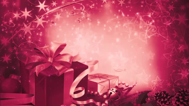 Pink stars falling and gifts animation loop