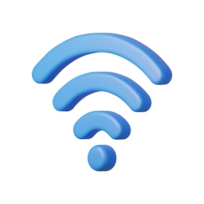 3d Wifi signal, connection and network symbol. Hotspot for digital and online coverage. Broadcasting area with internet. 3d rendering. Vector illustration