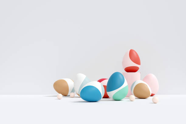 istock Easter traditions. Colorful Easter eggs on white background. 3D illustration 1461664160