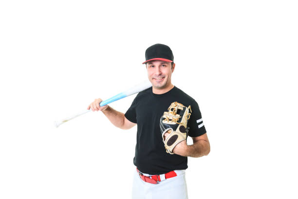 istock adult baseball player Studio shot over white. 1461664914