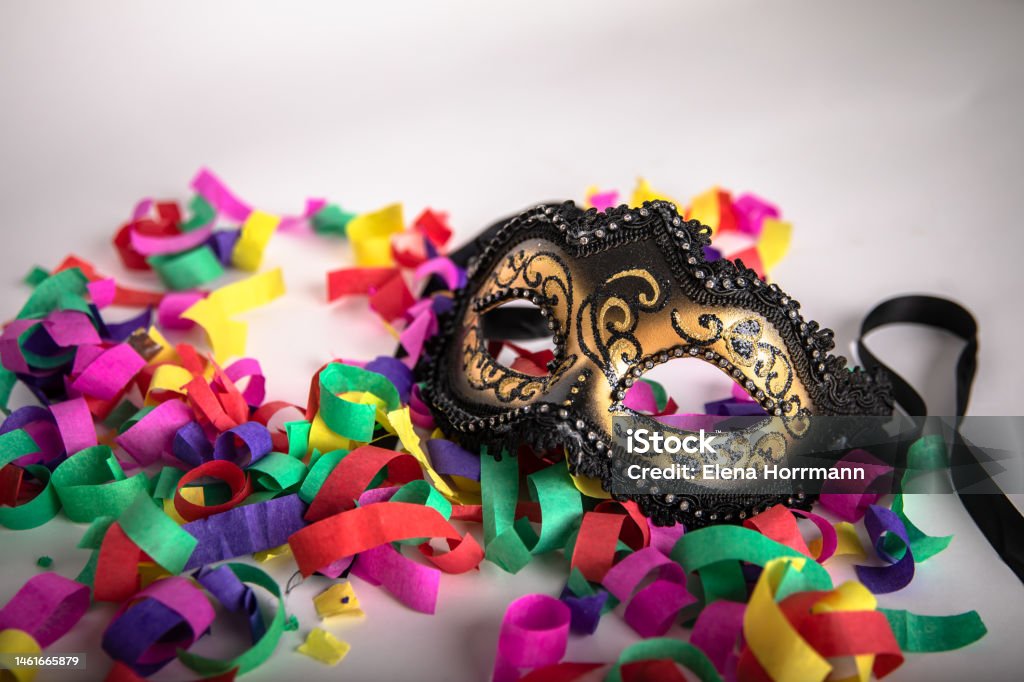 Carnival mask Venetian carnival mask and confetti Carnival - Celebration Event Stock Photo