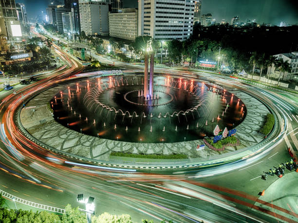 istock Traffic Circle At Night In Jakarta 1461670785
