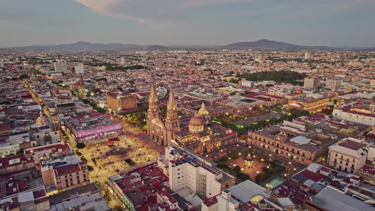 historic city centre including the cathedral and old town Guadalajara Mexico Jalisco State aerial shot