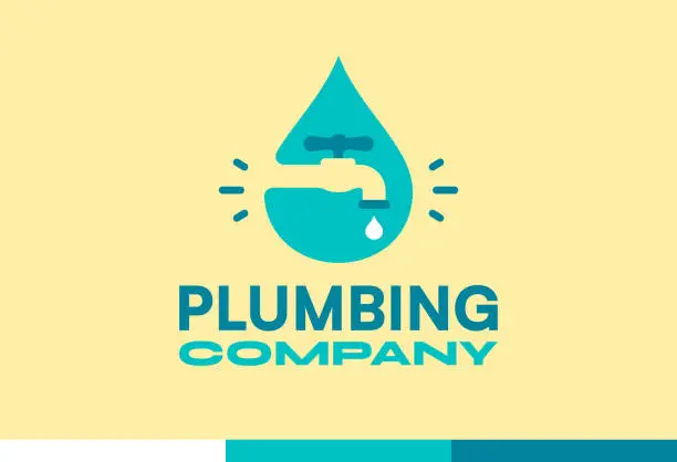 Vector illustration of Plumbing Faucet Drop Icon Symbol Design Element