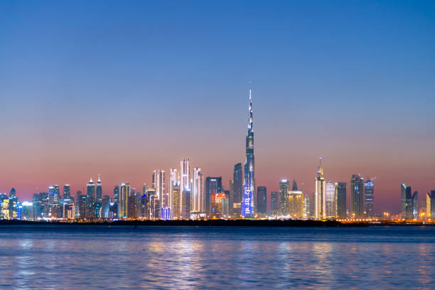 istock Sunset of Dubai city skyline 1461681521