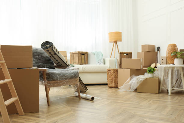 istock Cardboard boxes, potted plants and household stuff indoors. Moving day 1461682661