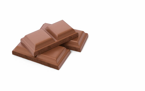 3d render Milk Chocolate Piece, Hand-plucked small pieces, Food Snack Concept (İsolated on White and Clipping Path)