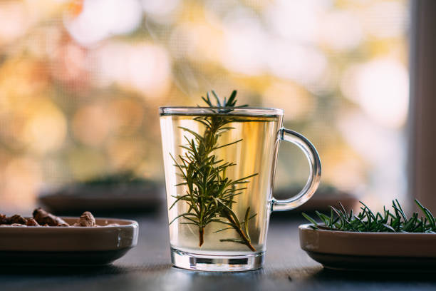 ローズマリーハーブティー - tea cup herbal tea herbal medicine tea ストックフォトと画像