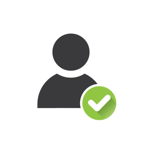ilustraciones, imágenes clip art, dibujos animados e iconos de stock de signo de perfil de usuario con marca de verificación, icono, vector. - iniciar sesión