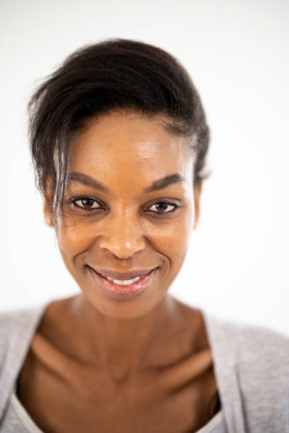 istock Close up studio portrait mixed race woman 1461686908