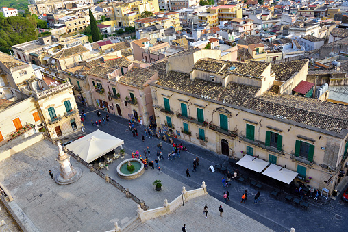 The old town, taken from the bell tower of the Savior's Basilica -April 25 2017 Noto Siracusa Italy