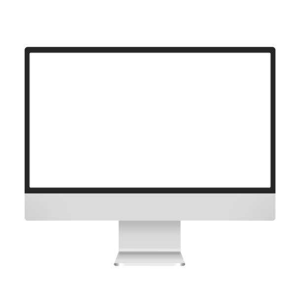 Oled technology led display on white background. Computer pc monoblock vector art illustration