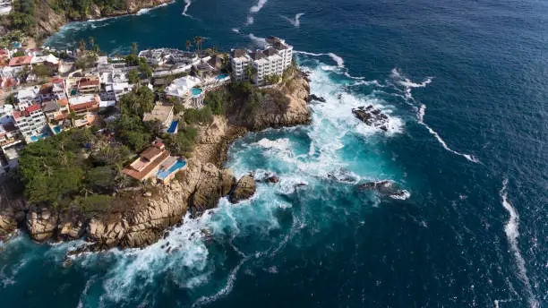Vista aérea de la zona tradicional de Acapulco , Guerrero.